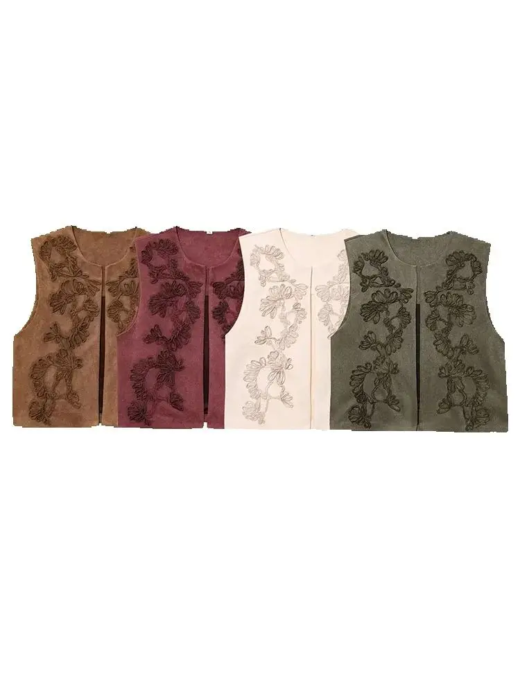 

Женские жилеты, куртка без рукавов, жилет, женская мода, бархатный укороченный жилет с вышивкой, повседневный жилет, верхняя одежда
