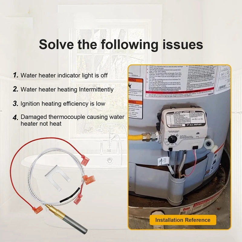 ترموستات متوافق مع سخان المياه ، Millivolt ، الأجزاء والملحقات ، تجميع الغاز ، 21 بوصة