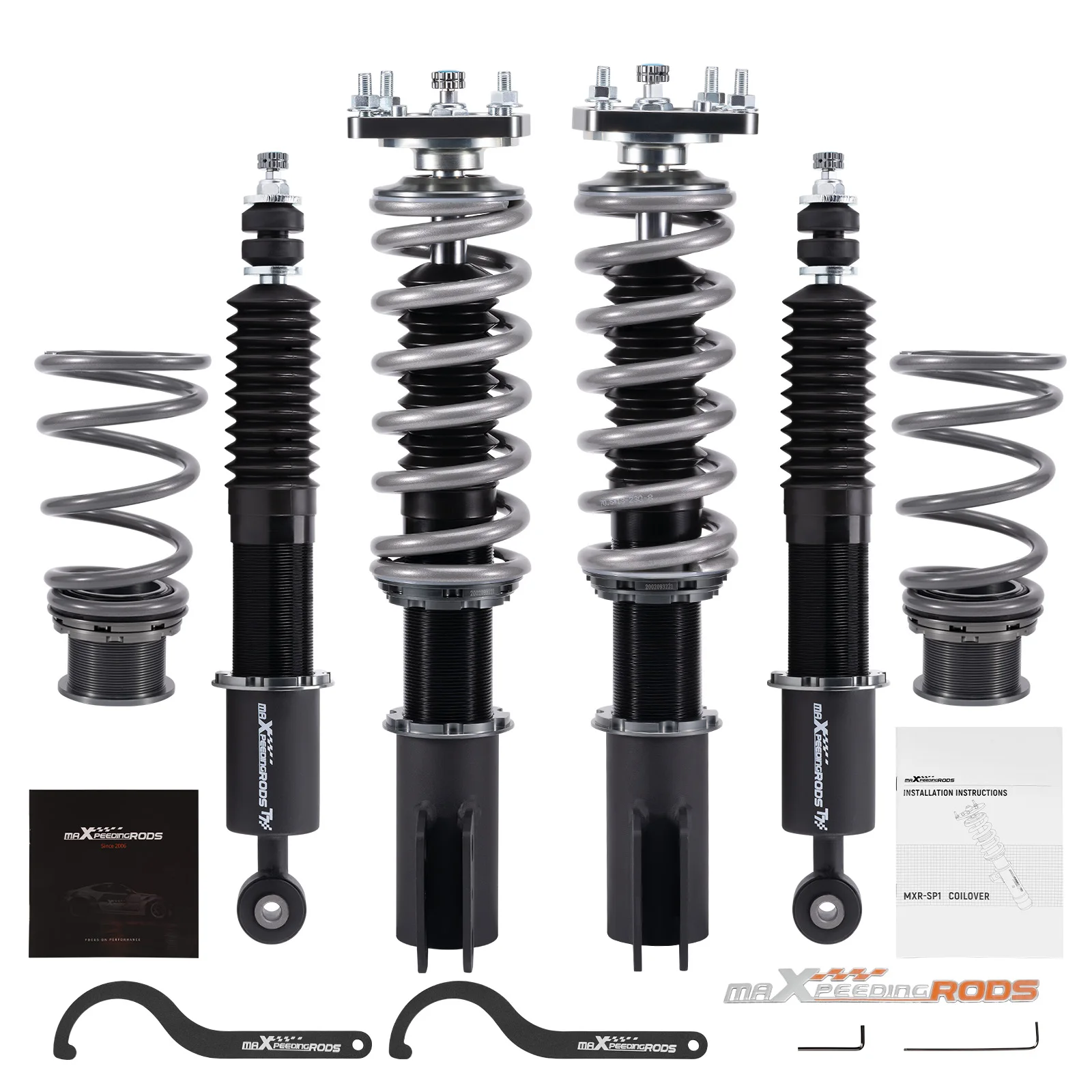 Maxpeedingrods Coilovers 24 Way Damper Adjustable Shocks For Ford Mustang Base SN95 GT SN95 1994-2004