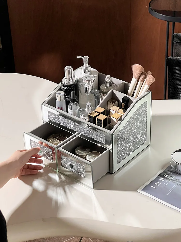 

High-end desktop large-capacity skin care product jewelry compartment storage box