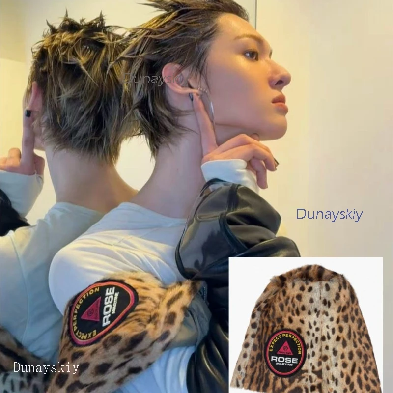 

‌COER‌ Cortis Korean Boy Group Idol Martin Same Style Hat Support Fans-call Leopard Print Embroidery Beanie Fashion Outfits