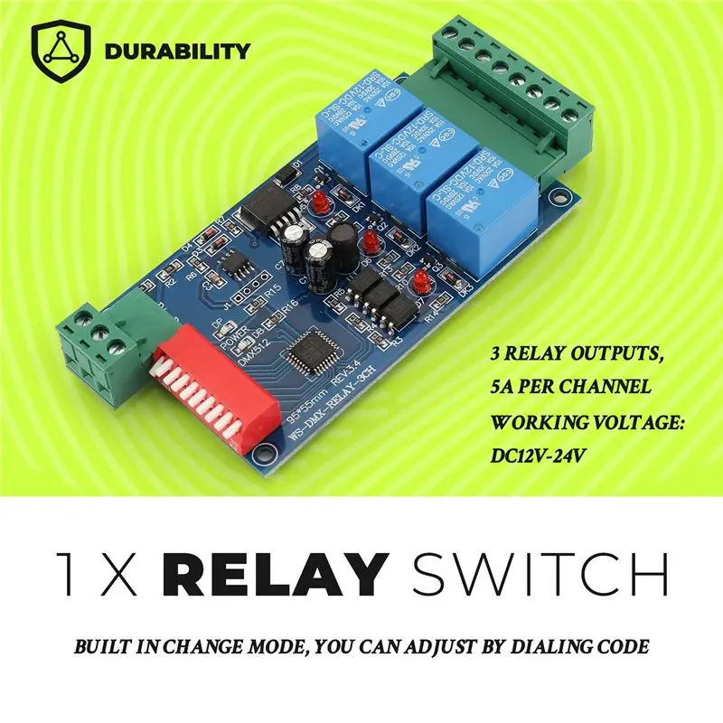 ABGG-2X 3 Channel 5A DMX512 Controlled Relay Switch Kit DIY Converter DMX Dimmer Relay