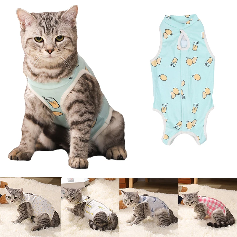 Cat Sterilization Cute Print Pet Care Clothes Anti-lick Recovery Veat After Surgery for Small Dogs Cat Jumpsuit Kitten Wean Suit