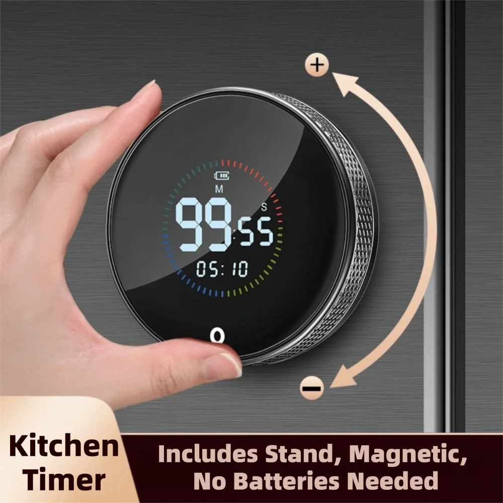 Rechargeable Kitchen Timer Intelligent Magnetic Digital Timer Countdown Manage LED Display Magnetic Rotary Timer Baking