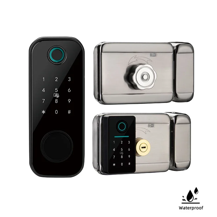 YyhcYyhcOEM Waterproof Handle Fingerprint Cerradura Inteligente Tuya Lock Ttlock APP Smart Lock Mortise Latch Doors With Locks &