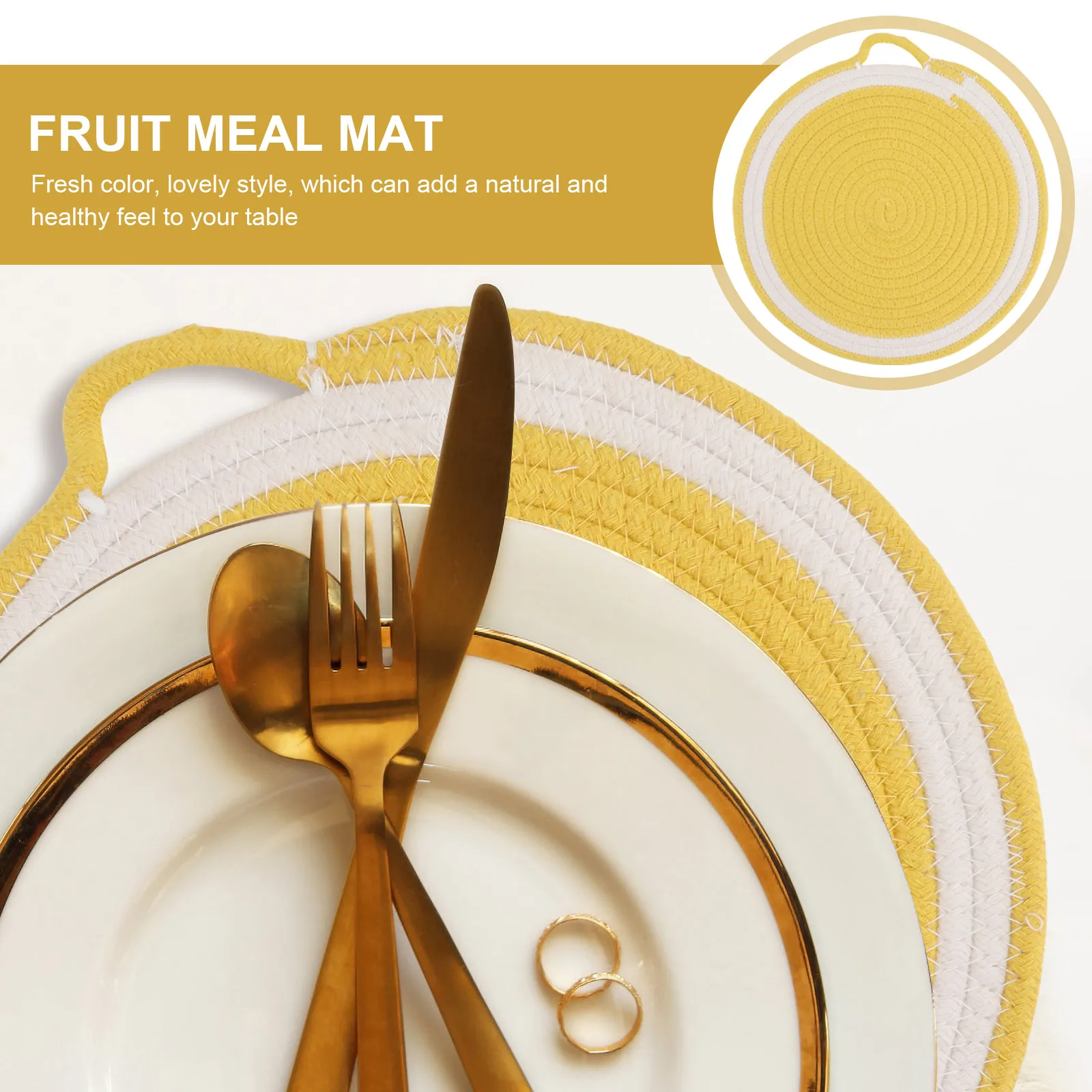 

1Pc Cotton Rope Woven Dining Table Placemat Elegant Fruit Shaped Decorative Heat Insulated Mat Tableware Mat Dining Supplies