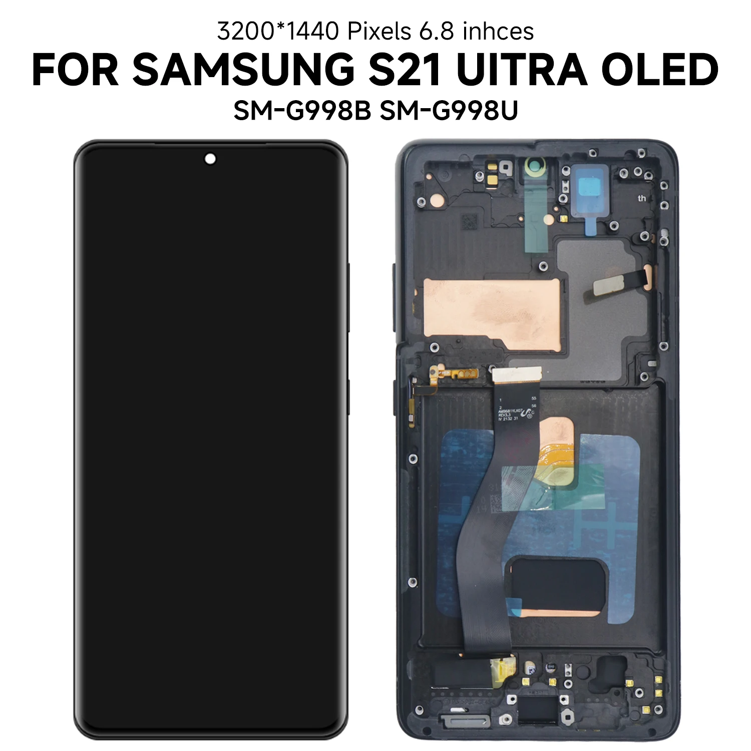 S21 Ultra For AMOLED For Samsung S21 Ultra 5G G998B G998U G998W LCD Display Touch Screen Digitizer Assembly Replacement