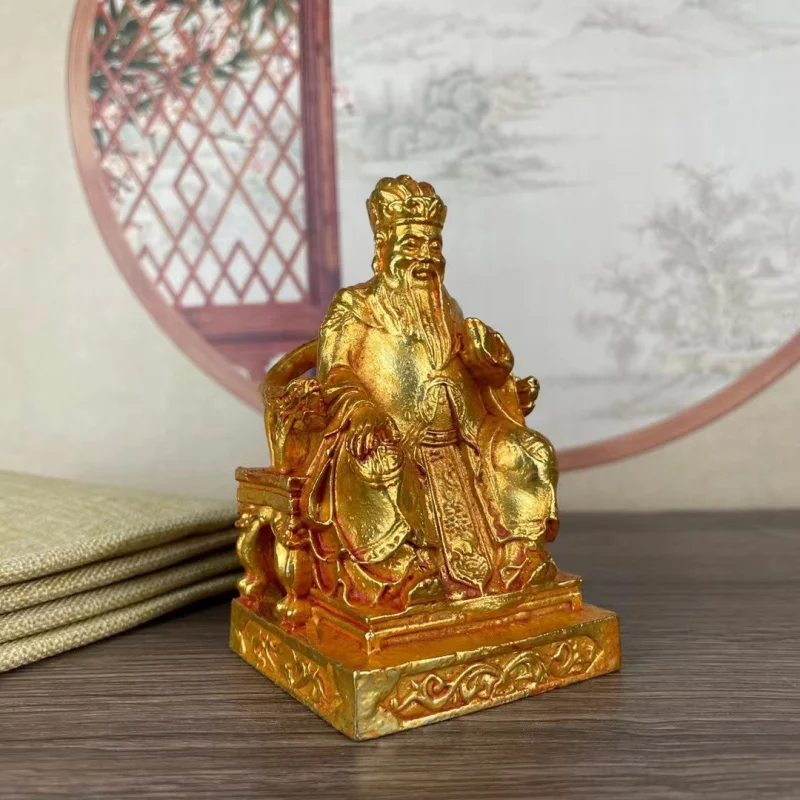 Gilt copper of Tianshi, Land Zhang Daoling, home worship bronze , auspicious and virtuous god statue, hom