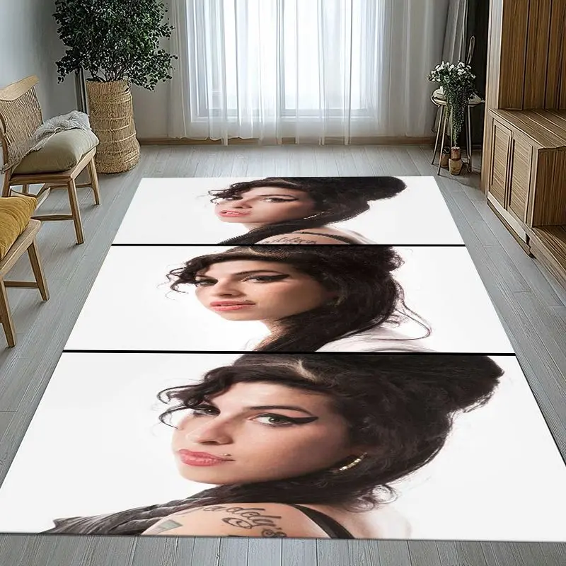 Fashion Amy Winehouse Music Singer Area Rug,Non-Slip Carpet Mat for Living Room Bedroom Playroom,Sofa Floor Rug,Home Decor Gift