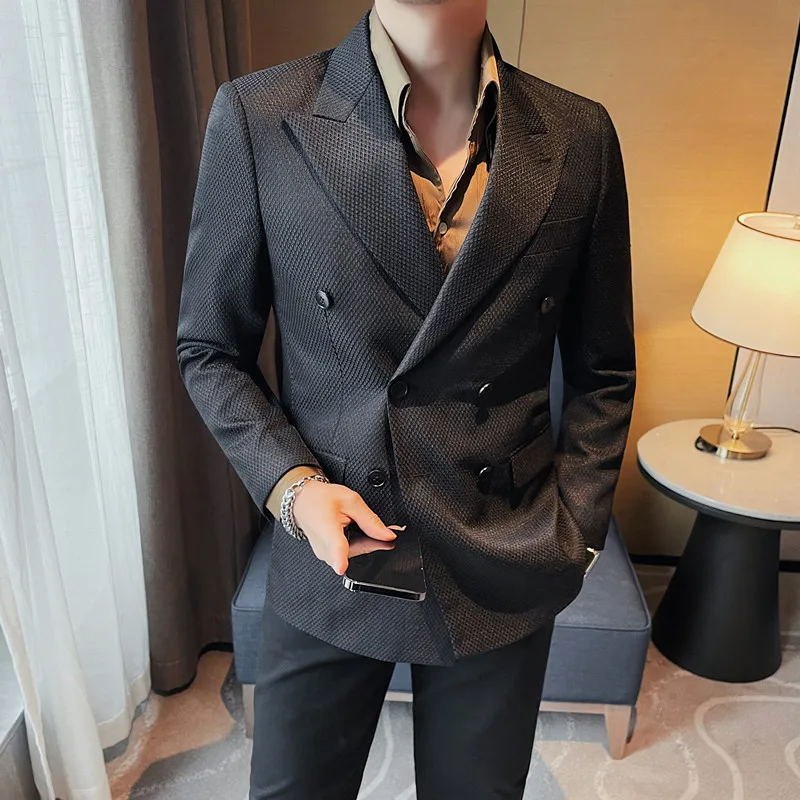 2023 Green Double Breasted Formal Men Suit Jacket Custom Made Slim Fit Wedding Groom Coats Solid Color Blazer Jacket Hombre