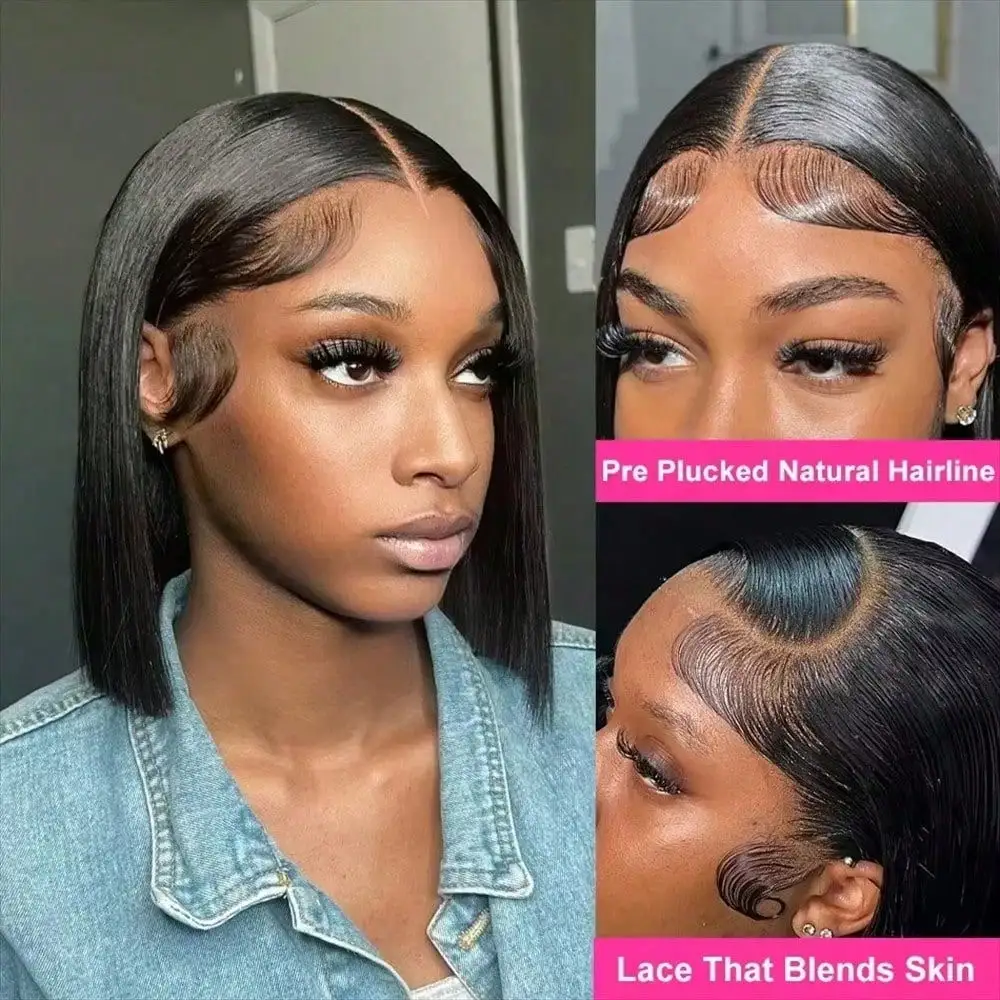 13x4 HD Lace Frontal Straight Human Hair Wig 250% Density Glueless Brazilian Human Hair Wig with Baby Hair Natural Color image 5