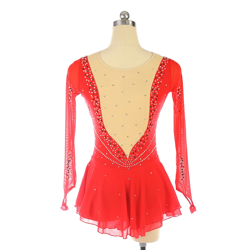 Figure Skating Costume, Skating Costume, Performance Costume, Children, Adult Girl, Performance Costume, Competition Skirt, Red,