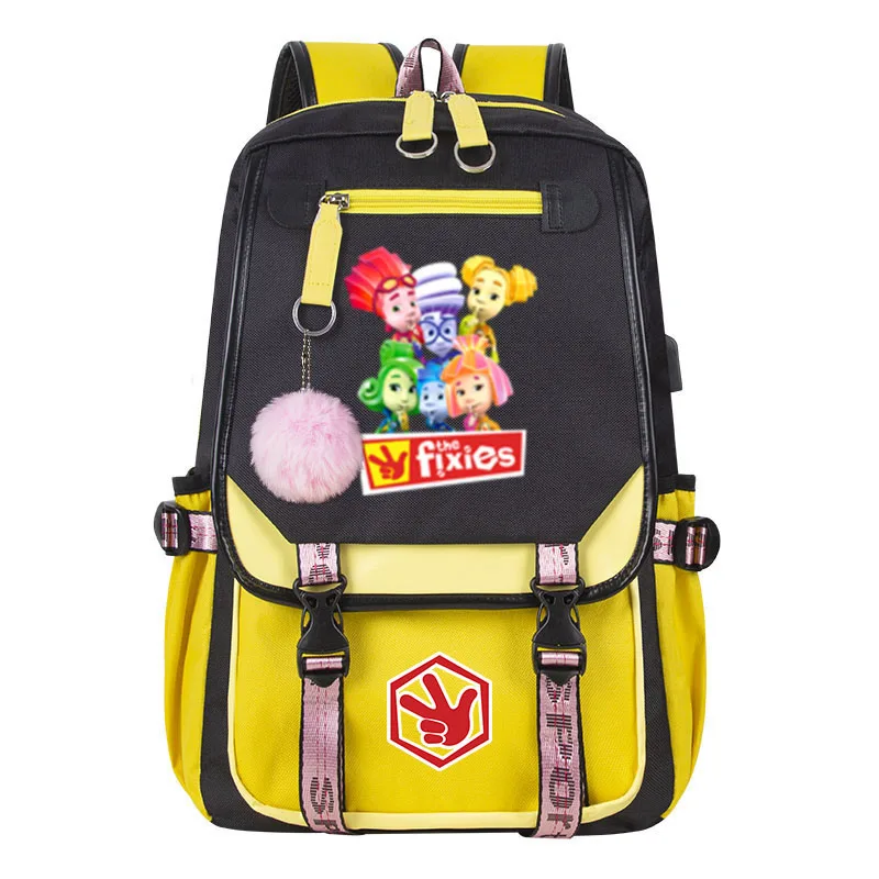 Cartoon Boy Girl Backpack Russian Anime The Fixies Print Child Students Schoolbag high quality USB Charging Laptop Shoulder Bag