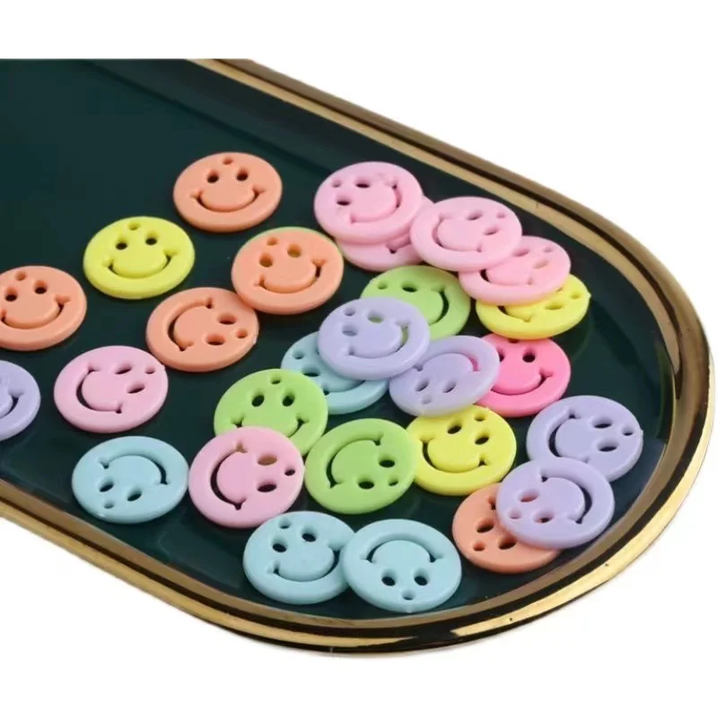 100pcs 14mm/20mm Mixcolor Smile Arcylic Charms Pendants for Handmade Bracelets Necklace Earring Key Chain DIY Jewelry