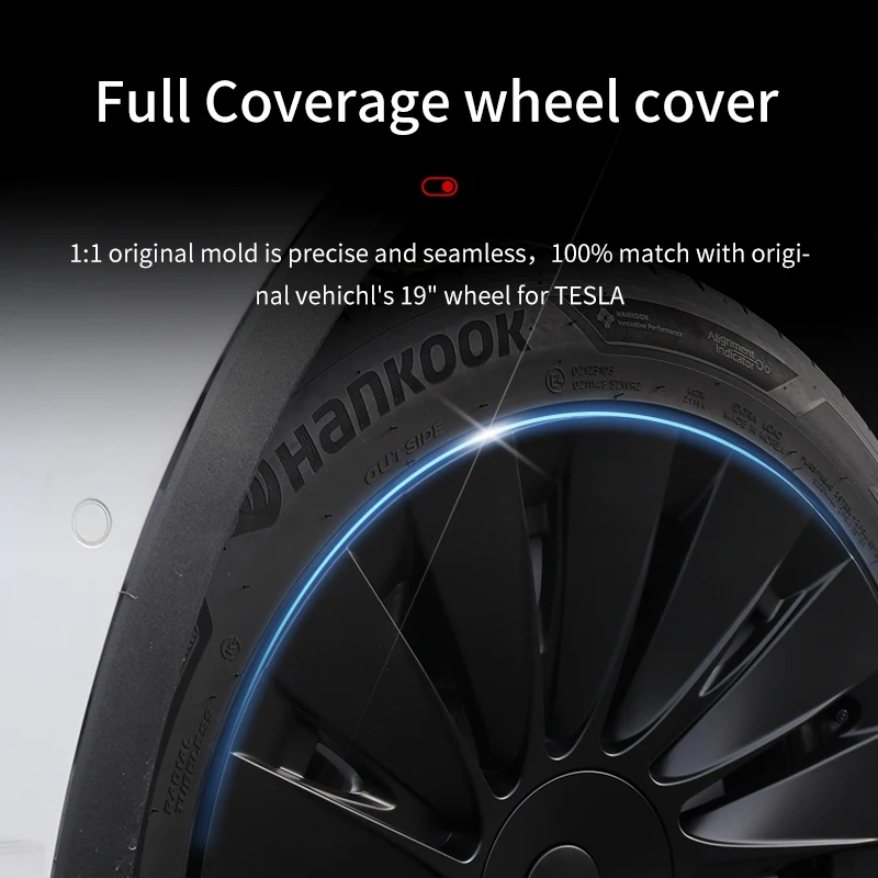 4PCS Hubcaps 19 inches Full Coverage Blade Wheel Cover Cap Design for Tesla Model Y（2020-2024）Replacement Automobile Accessories