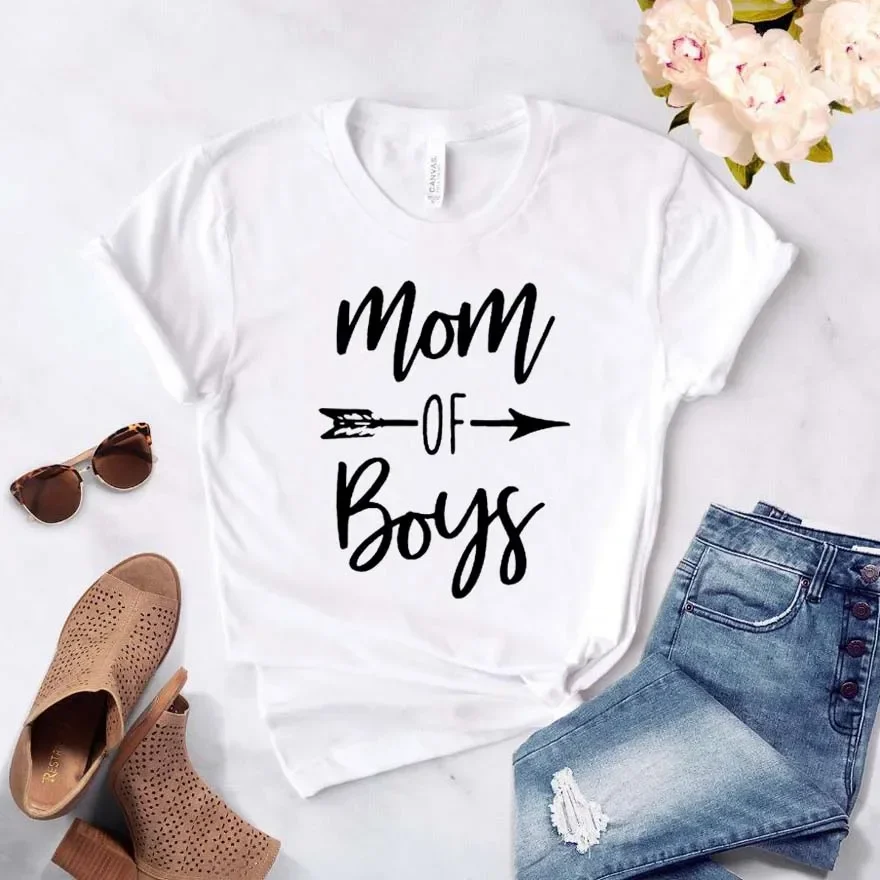 T-shirt en coton pour maman de garçons et femmes, décontracté et amusant, haut pour fille, Hipster, vêtements esthétiques y2k, nouvelle collection 100%