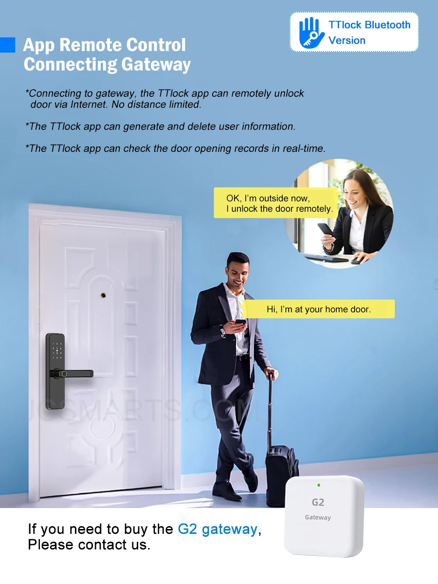 Cerradura inteli gente biometrische Smart Lock Keyless Ttlock Bluetooth elektronische Smart Türschloss für Wohnungen – Detail 8