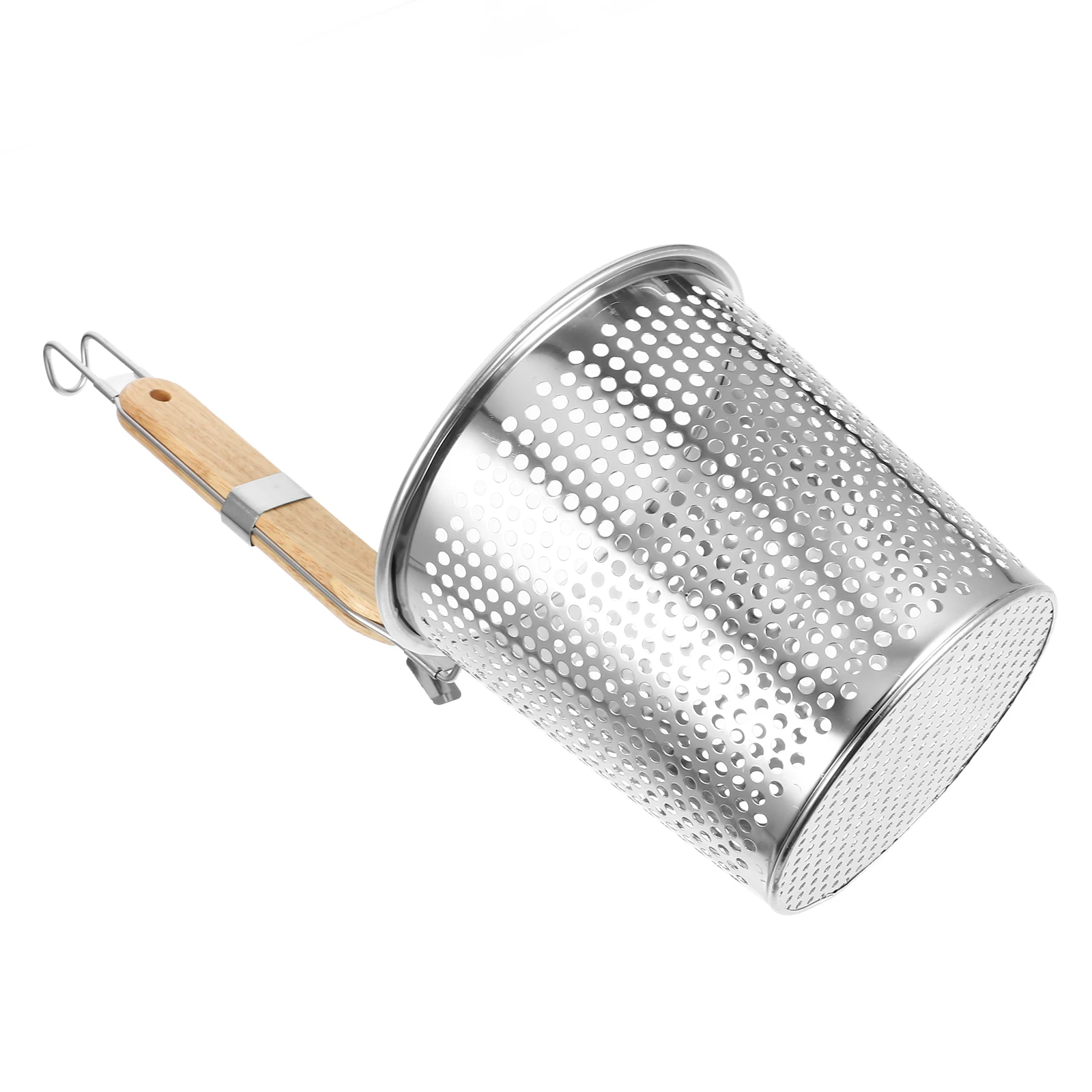 

16Cm Stainless Steel Strainer Basket Food Grade Corrosion Resistant Fine Mesh Kitchen Spider For Pasta Noodle Dumpling Wood