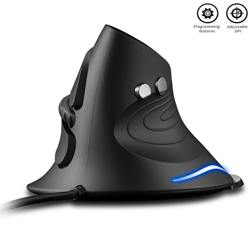 Ergonomic USB Wired Vertical Mouse with 3200DPI,Wrist Rest,6Button Programmable Optical Wired Gaming Mouse for PC/Laptop/Desktop