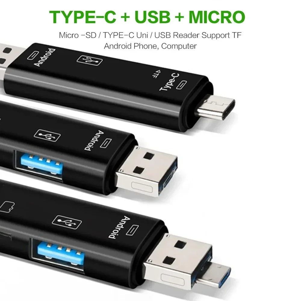 5in1 USB Type C Micro USB OTG Adapter Card Reader Portable Storage Expansion for Smartphones Tablets Laptops USB 2.0