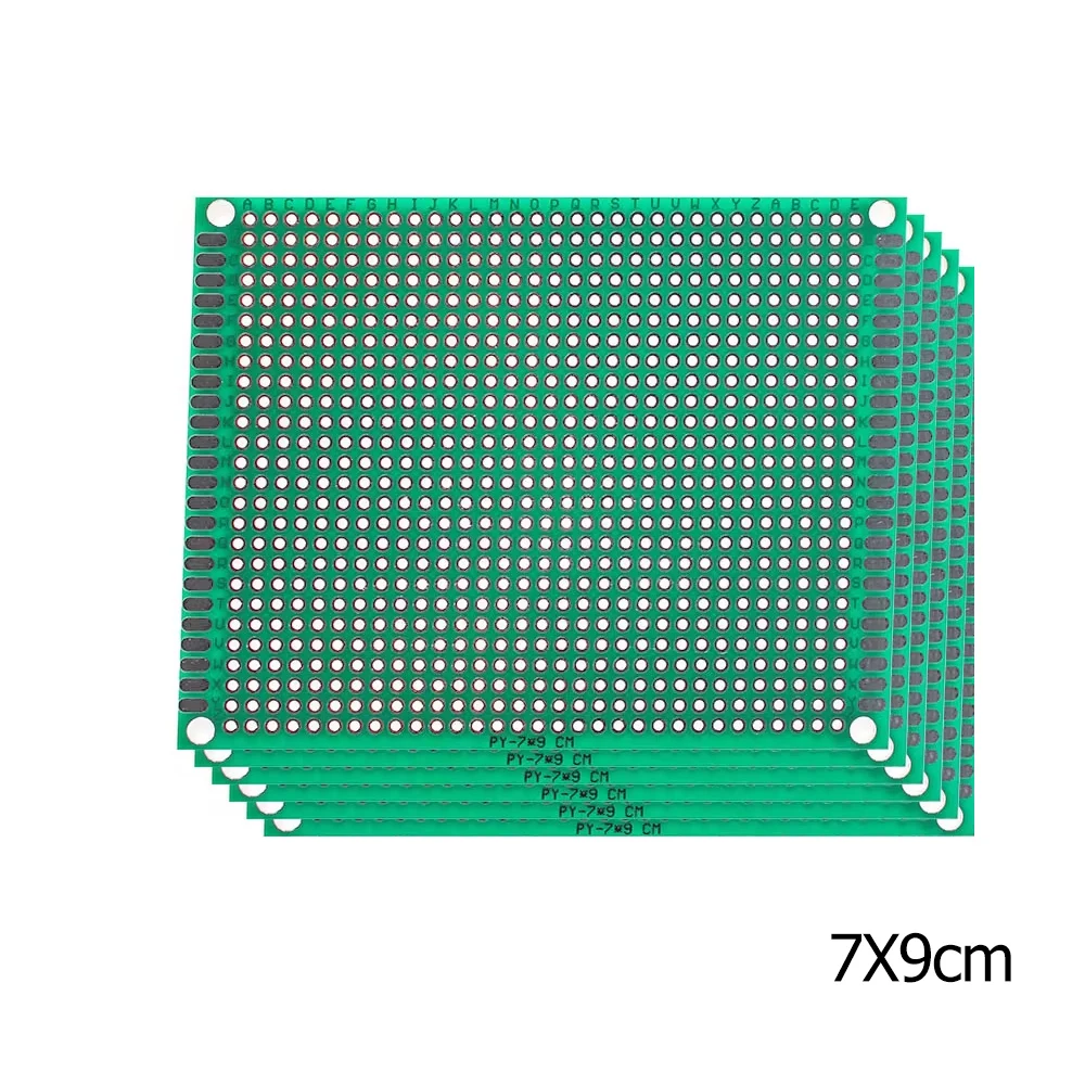 5개입 범용 양면 회로 프로토보드 2x8-7x9cm 스트립보드 프로토타이핑 DIY 전자 키트 PCB & PCBA