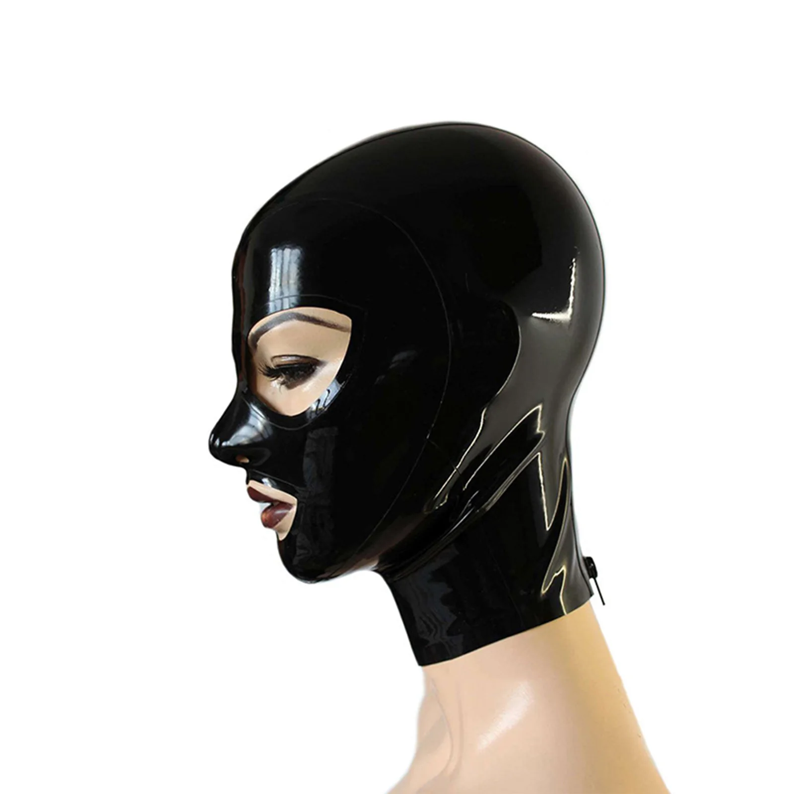 Unisex Latex Party Mask Full Head Cover Hood Open Eyes Mouth Nostrils Lingerie Headgear Night Club Sexy Cosplay Accessory
