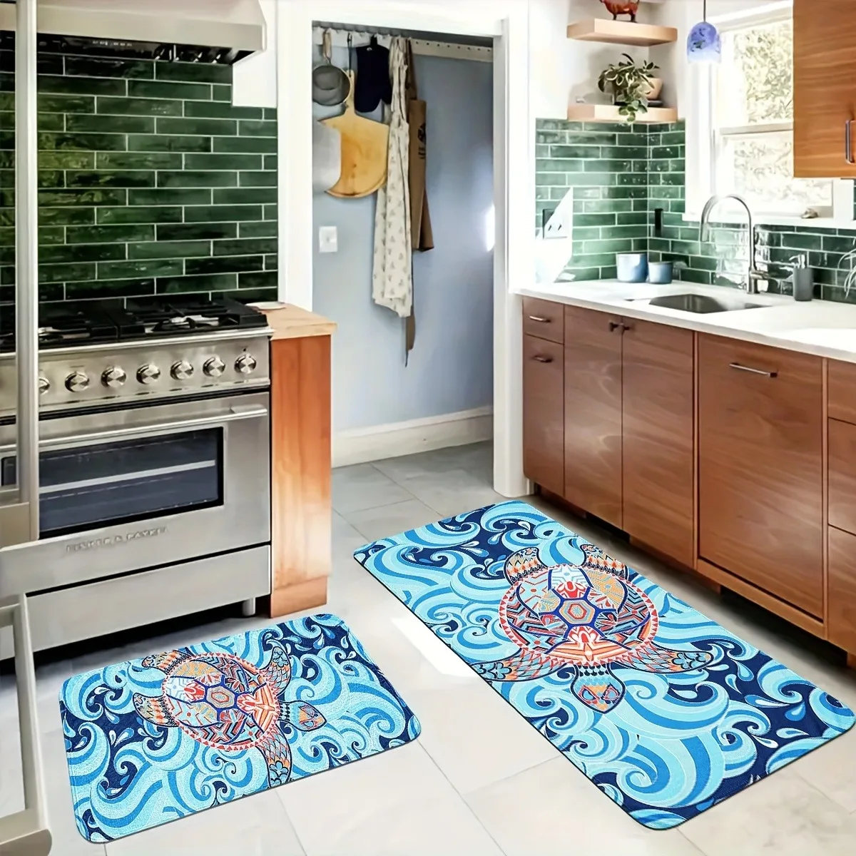 

1PC Turtle Pattern Kitchen Rug Non-Slip Door Mats Pop design Bathroom Rug Bath Mat Carpet for Home Sink Laundry Decor