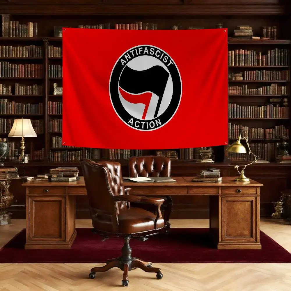 A-Antifascist A-Action Flag Banners Four Hole Flag Polyester Outdoor Decor Room Aesthetic