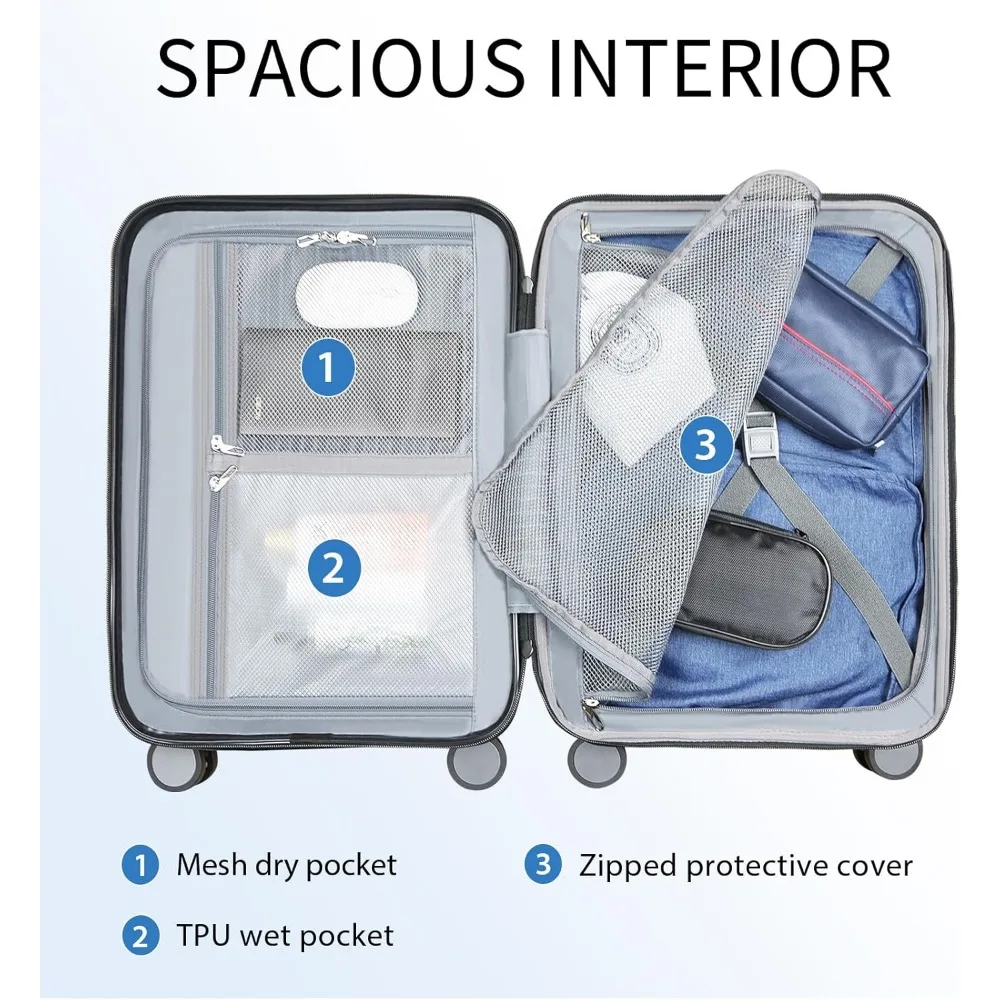 Expandable Hardside Spinner Luggage with TSA Lock, Durable Rolling Suitcase for Travel with Built-in USB Port, Long-Lasting Carr