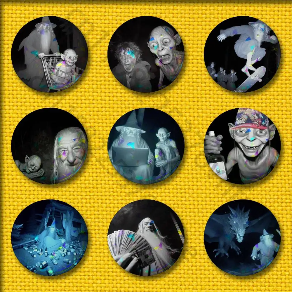 

L-Lord of the R-Rings Gollum Badges 75mm 25mm 44mm 32mm 58mm Round Pin Brooch Souvenir Clothes Cosplay Gift Accessories