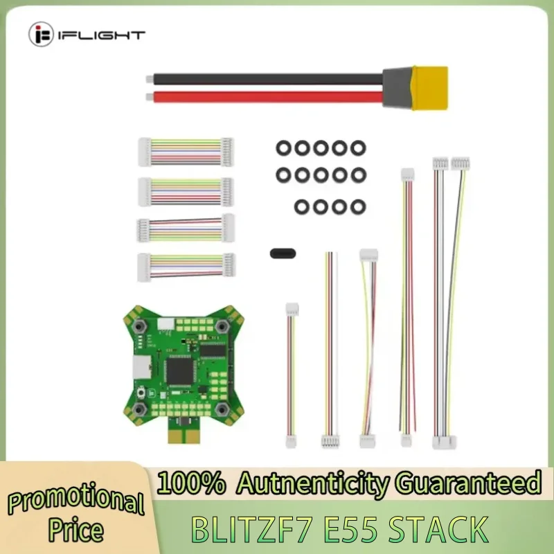 

Контроллер полета IFlight BLITZ F7 Stack F722 F7 с BLITZ E55 55A BLHELI32 4in1 ESC 2-6S DShot 600 для RC FPV Drone