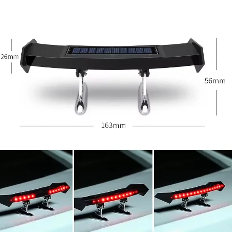 

Mini Solar Car Rear Spoiler Tail Light Universal 12V LED Flashing Warning Waterproof Wing with Smart Sensor Modified Accessories