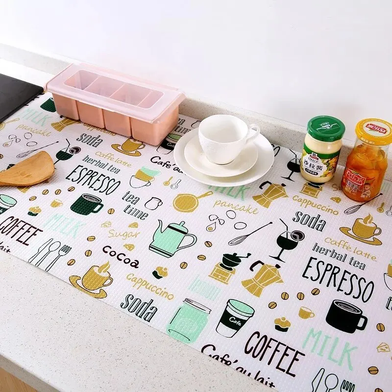 1 Roll Can Cut Table Mat Drawers Cabinet Shelf Liners Cartoon Cupboard Placemat Waterproof Oil Thickened Kitchen Stickers