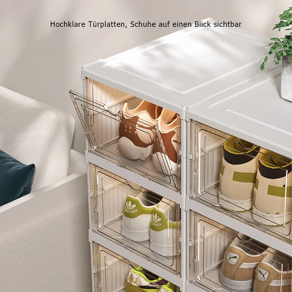 3/6 Layers Shoe Rack Foldable Flip Shoe Box Stackable Storage Container Plastic Clear Shoe Case Home Organizer