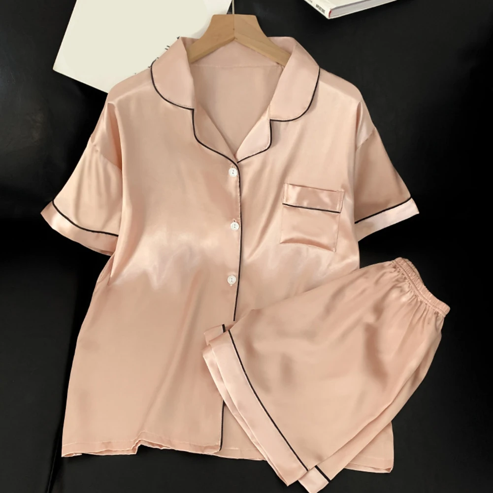 

Womens New Style Sweet Short Sleeve Pajamas Fashion Simple Thin Home Clothes Set Flirty Casuals Camis Top And Shorts Sets