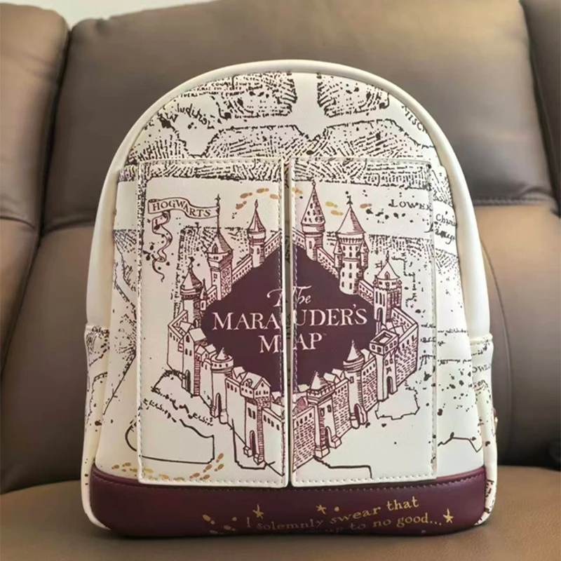 Harry Potter Map Printed Cosplay Womens Double Strap Shoulder Bag Purse Mini Backpack view 2