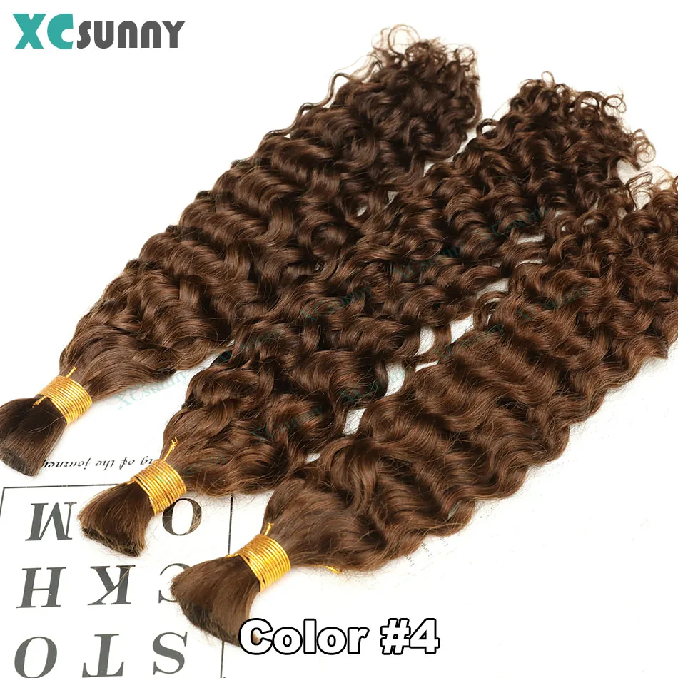 Bulk Menselijk Haar Voor Vlechten Kleur 4 30 613 Bulk Krullend Menselijk Haar Losse Diepe Golf Voor Boho Vlechten Dubbel Getrokken Bundels Groothandel