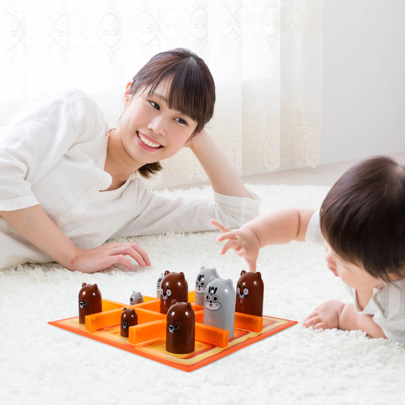 Giocattoli Giochi da tavolo Divertente bambino Bambino Intelligenza Scacchi Interessante giocattolo per bambini -toe Board Giallo