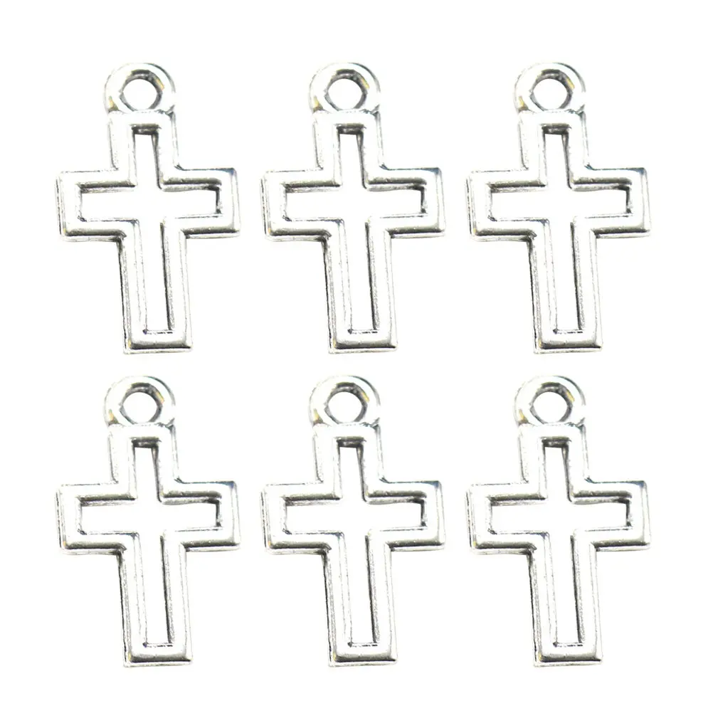 

50Pcs Alloy Cross Pendant Charms Hollow Out Silver for DIY Jewelry Making Necklace Bracelet Keychain Decoration