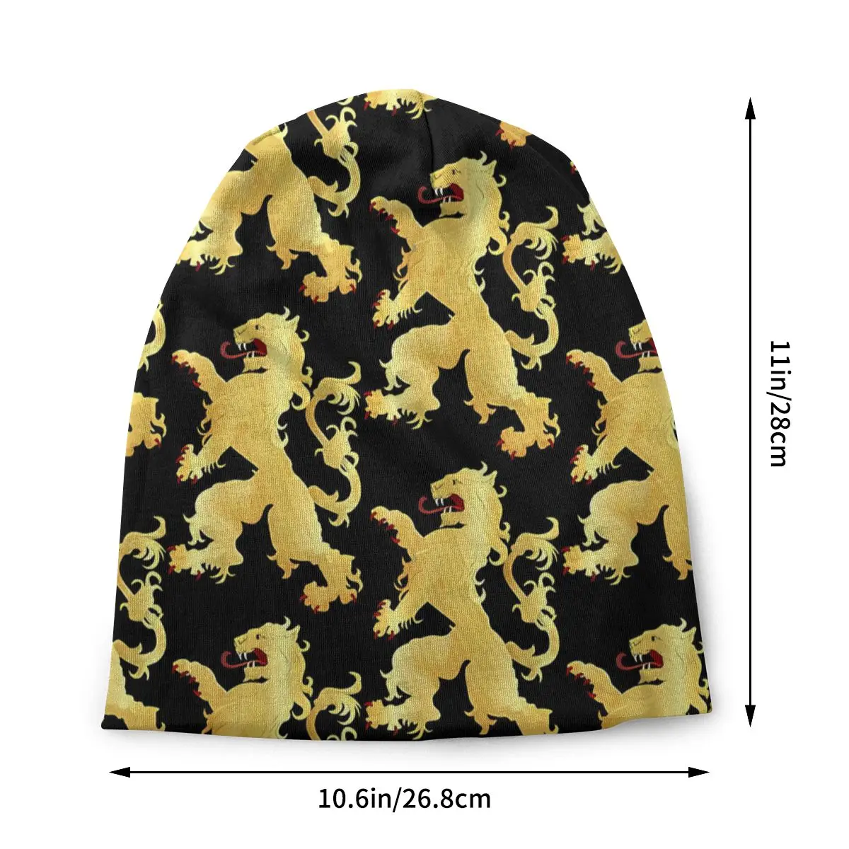 Rampant Bonnet Homme Autumn Spring Thin Skullies Beanies Golden Lion And Damask Caps For Men Women Creative Hats