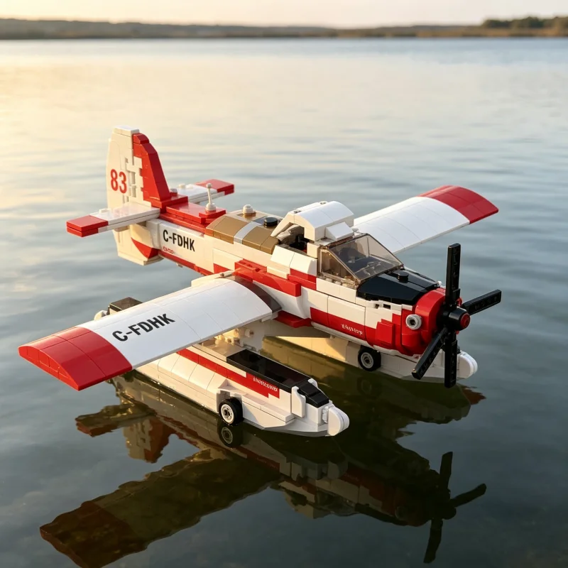 Aerial Firefighting Aircraft MOC Building Blocks Air Tanker Aircraft Model DIY Assembly Bricks Collectible Building Toy