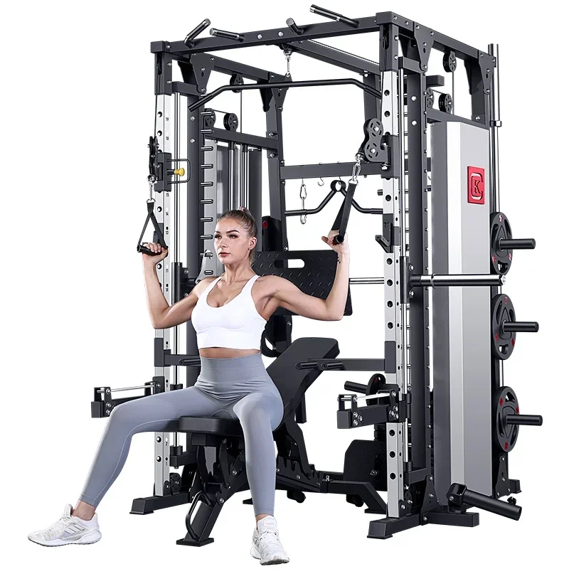 Multi functional trainer smith machine wall mount squat rack equipment heavy duty multi functional smith machine