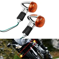 1/2Pcs Bullet Motorcycle Turn Signals Blinker Lights Indicator Light Amber Lamp Aluminum For Honda Suzuki Yamaha Cafe Racer 10mm