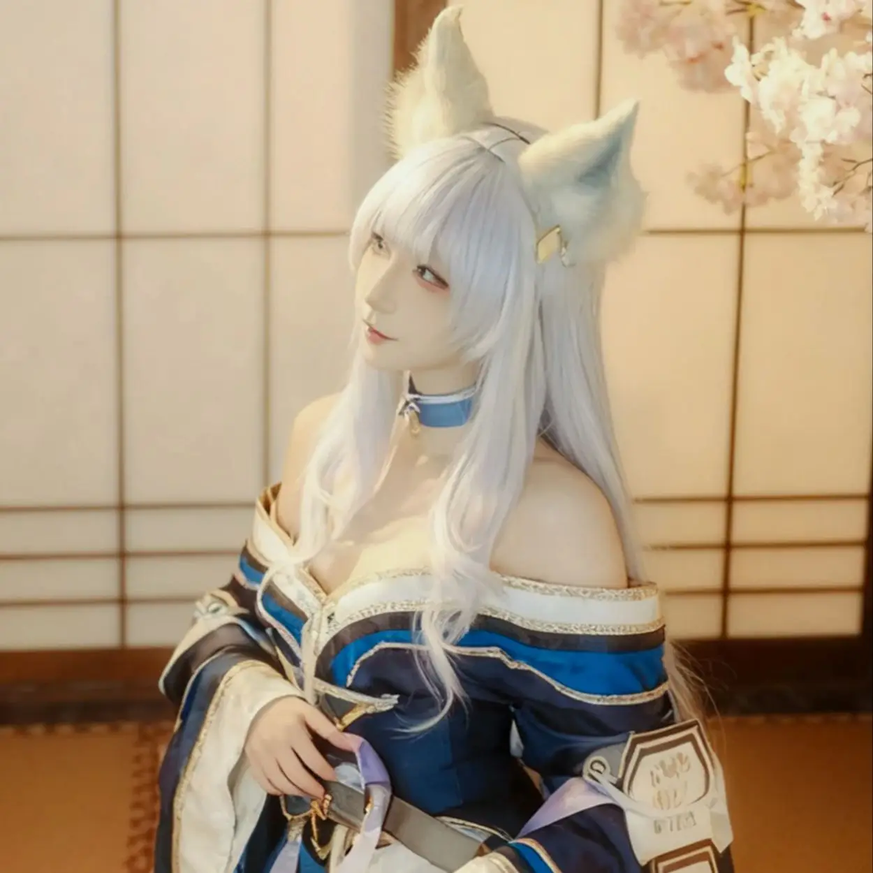 

Парик для косплея игры Azur Lane IJN Shinano, длинные серо-синие волосы 100 см, синтетический парик + шапочка для парика, парик для Хэллоуина