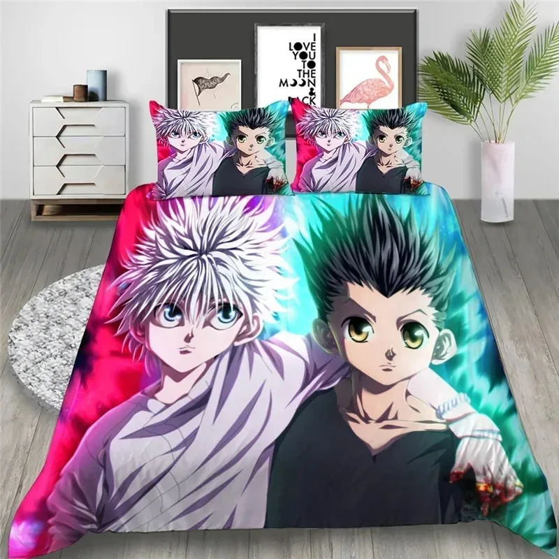 

Anime HUNTER HUNTER Bedding Set For Bedroom Soft Modern Bedspreads Comefortable Kids Duvet Cover Quilt Cover And Pillowcase