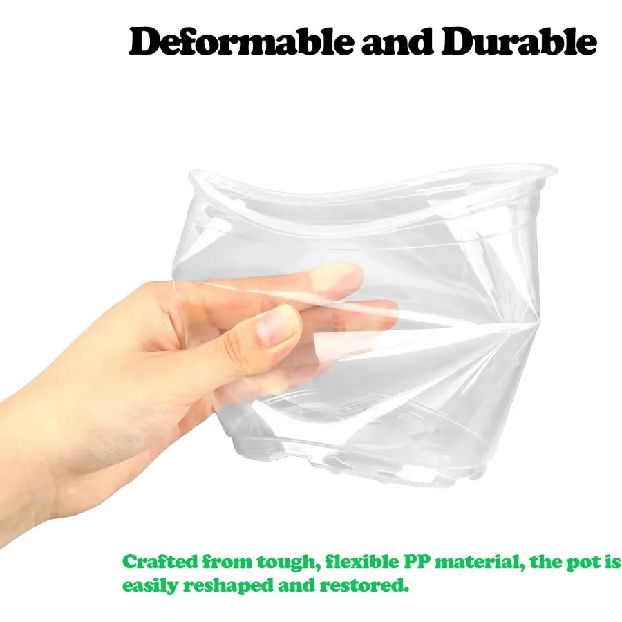 30 عبوة من 5 6 7 بوصة أوعية الحضانة المقواة مع فتحات الصرف أوعية نباتات بلاستيكية شفافة للشتلات ومبتدئين البذور الشفافة #4