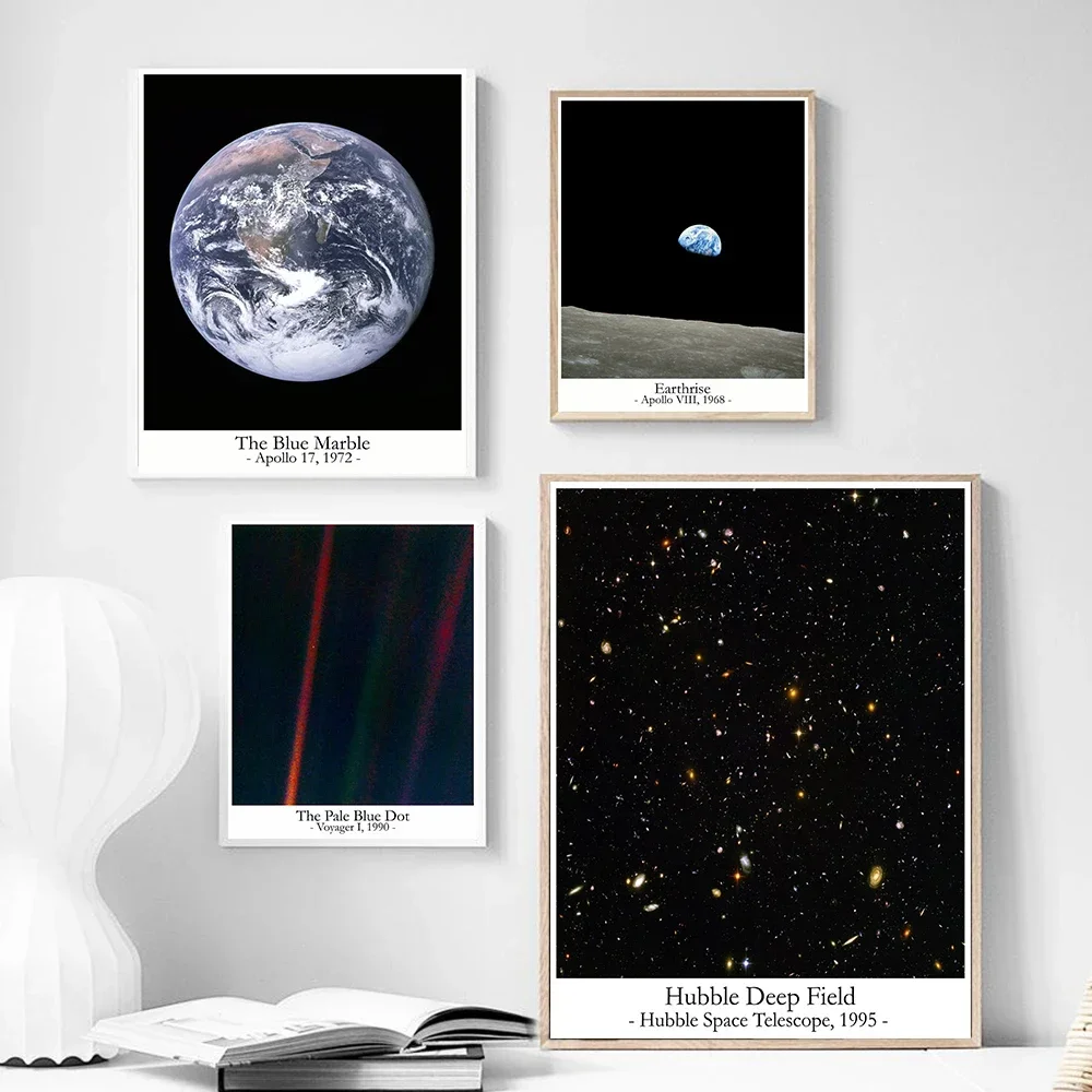 قماش اللوحة غالاكسي نجوم كوكب السماء الفضاء المشارك Prins Earthrise هابل تلسكوب صور فنية للجدران غرفة المعيشة ديكور المنزل