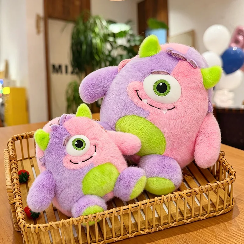 

Pink Purple Gradient One-Eyed Monster Plush Toy Soft Stuffed Anime Style Doll Kids Birthday Gift Home Decor Pillow