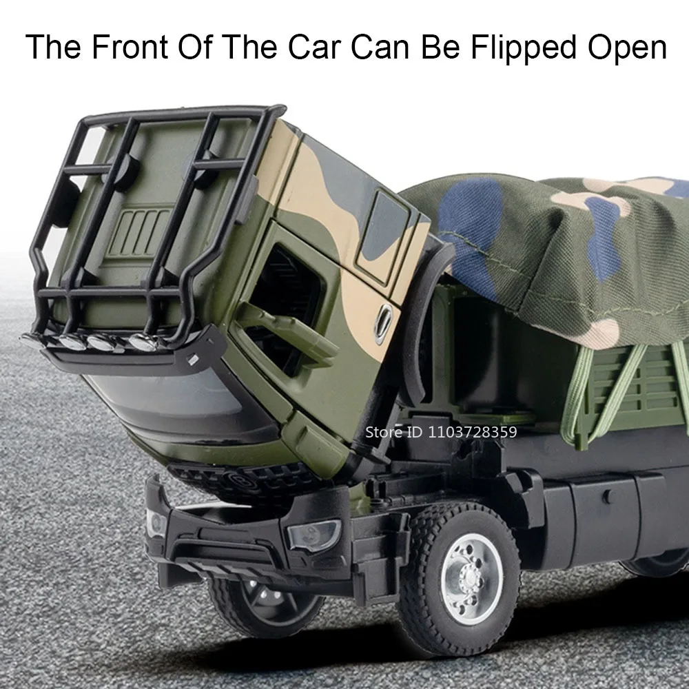 Ciężarówka transportowa w skali 1:35 Modele samochodów wojskowych Metalowe odlewy ciężarówkowe HONGQI Pojazdy rakietowe Dźwięk Światło Pociągnij do tyłu dla chłopców Prezenty