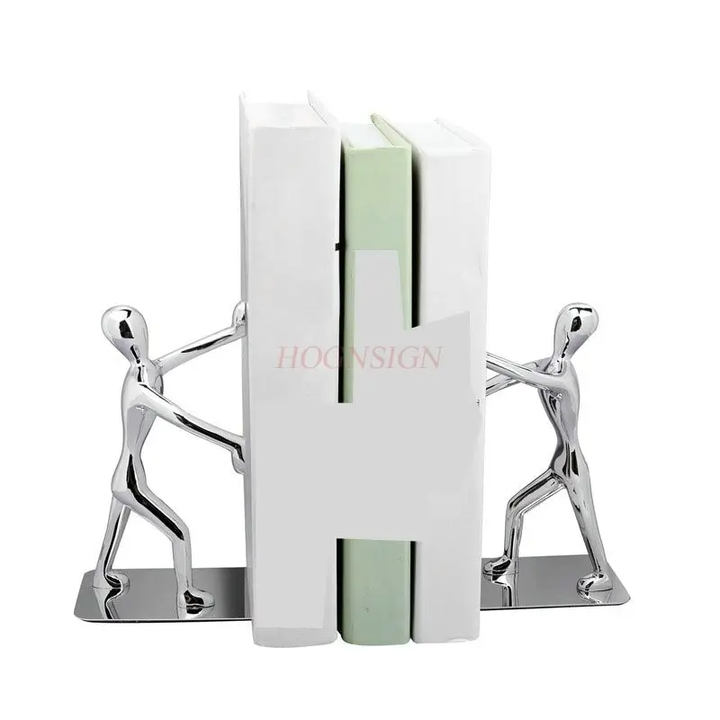 1 pair Stainless steel book stand, book block, book pushed by bookshelf, creative kung fu book stand, baffle, metal book clip